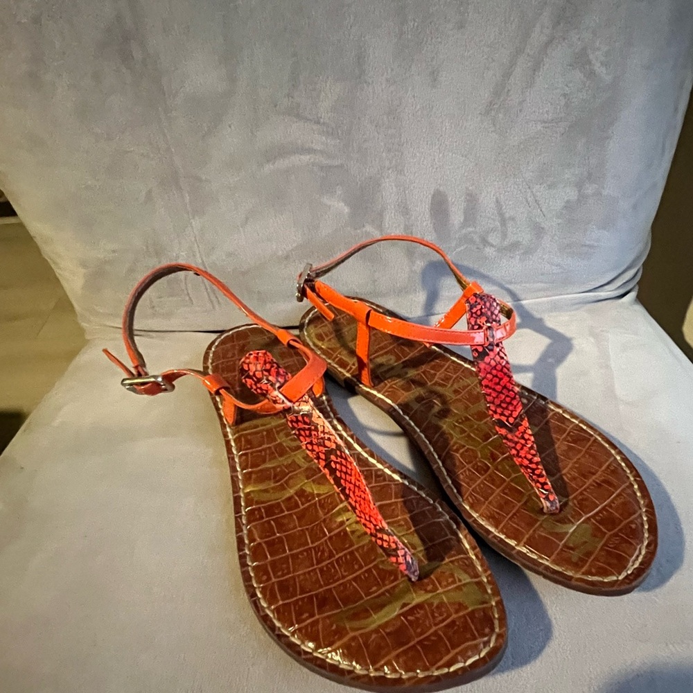 Sam Edelman Gigi orange patent snake sandal